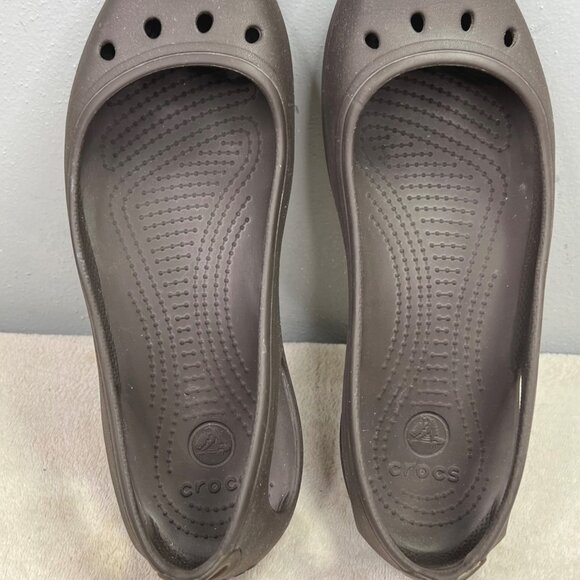 Crocs Kadee Ballet Flats 9 Women Brown Slip On Closed Toe Cutouts Shoes - Picture 6 of 7